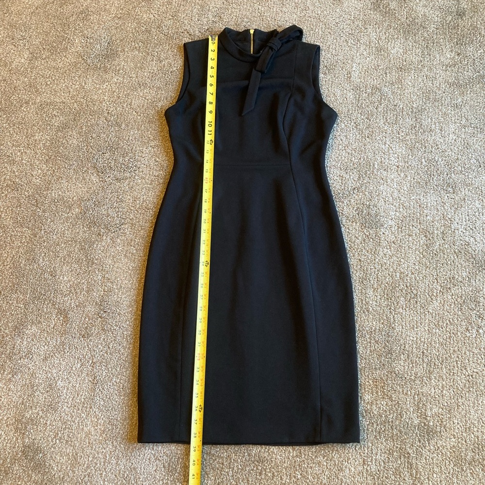 Calvin Klein Black Midi Pencil  Dress Sleeveless With Bow Size 8 - Picture 11 of 12